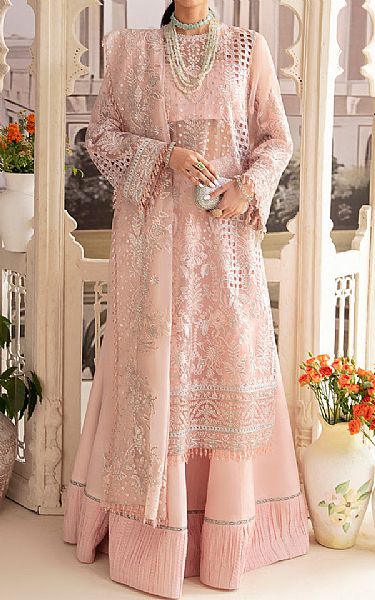 Ayzel Baby Pink Organza Suit | Pakistani Embroidered Chiffon Dresses- Image 1