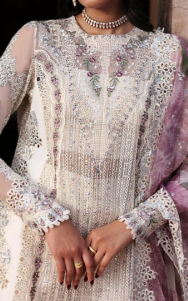 Ayzel Off White Organza Suit | Pakistani Embroidered Chiffon Dresses USA- Image 3