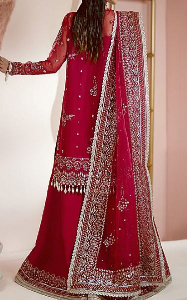 Ayzel Vivid Burgundy Organza Suit | Pakistani Embroidered Chiffon Dresses USA- Image 2