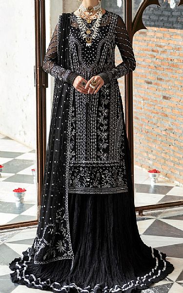 Ayzel Black Chiffon Suit | Pakistani Embroidered Chiffon Dresses- Image 1