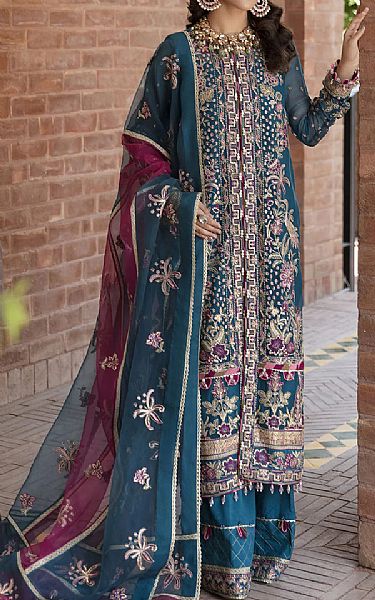 Afrozeh Midnight Blue Chiffon Suit | Pakistani Dresses in USA- Image 1