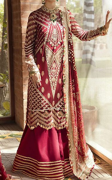 Afrozeh Maroon Chiffon Suit | Pakistani Dresses in USA- Image 1
