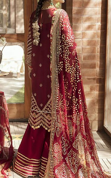 Afrozeh Maroon Chiffon Suit | Pakistani Dresses in USA- Image 2