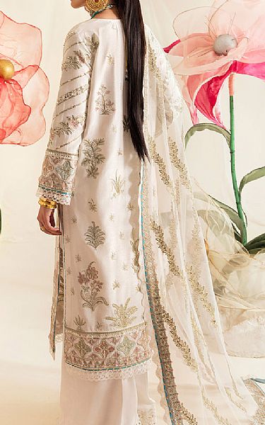 Ayzel White Raw Silk Suit | Pakistani Embroidered Chiffon Dresses- Image 2