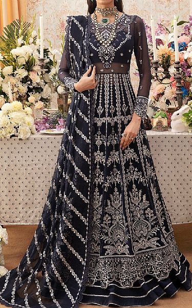 Ayzel Navy Blue Chiffon Suit | Pakistani Embroidered Chiffon Dresses- Image 1