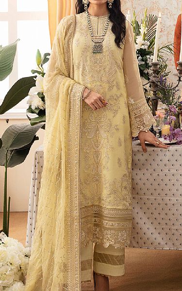 Ayzel Sand Gold Chiffon Suit | Pakistani Embroidered Chiffon Dresses USA- Image 1
