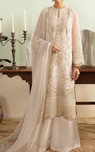 Ayzel White Chiffon Suit | Pakistani Embroidered Chiffon Dresses- Image 1