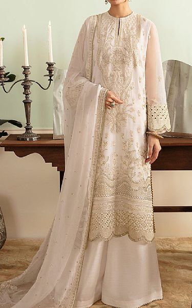 Ayzel White Chiffon Suit | Pakistani Embroidered Chiffon Dresses USA- Image 1