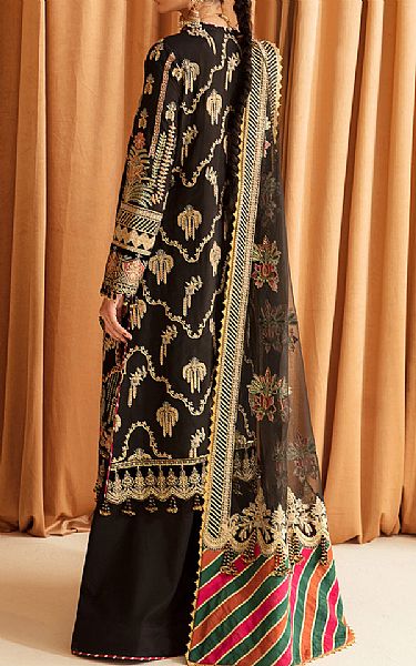 Ayzel Black Raw Silk Suit | Pakistani Embroidered Chiffon Dresses- Image 2