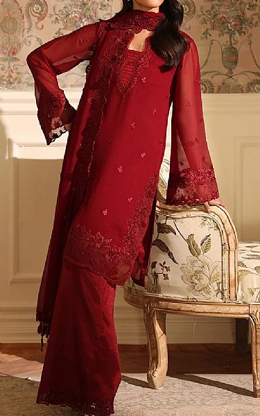 Azure Maroon Chiffon Suit | Pakistani Embroidered Chiffon Dresses USA- Image 1