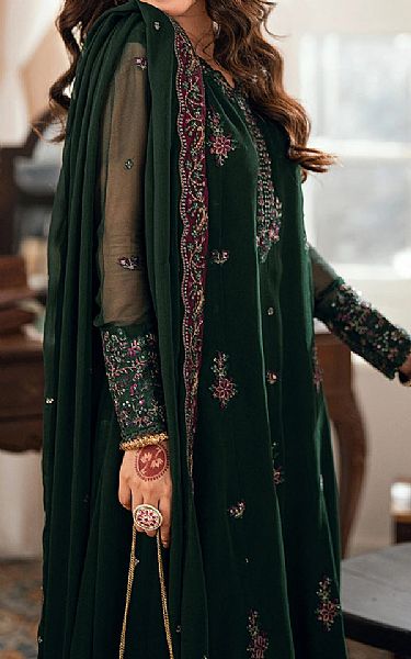 Azure Bottle Green Chiffon Suit | Pakistani Embroidered Chiffon Dresses USA- Image 3