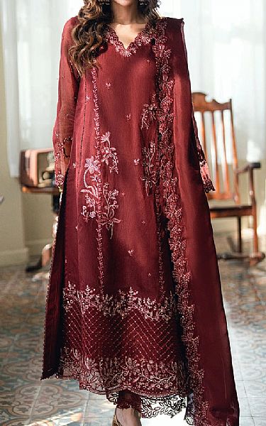 Azure Wine Net Suit | Pakistani Embroidered Chiffon Dresses USA- Image 1