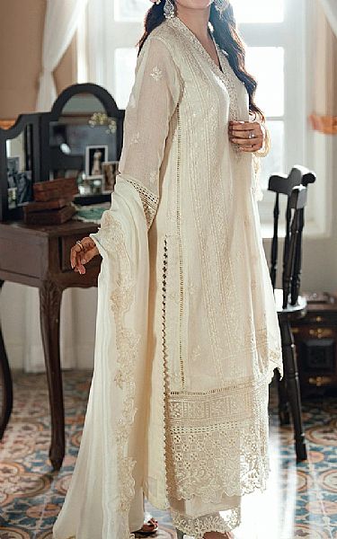 Azure Off White Net Suit | Pakistani Embroidered Chiffon Dresses USA- Image 2