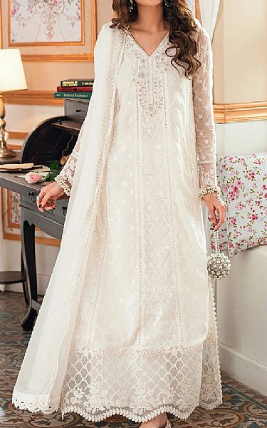 Azure White Chiffon Suit | Pakistani Embroidered Chiffon Dresses USA- Image 1