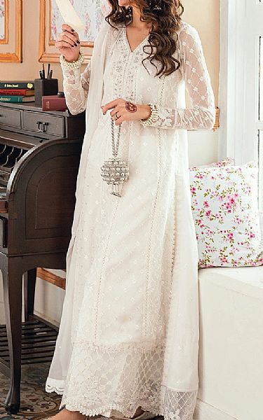 Azure White Chiffon Suit | Pakistani Embroidered Chiffon Dresses USA- Image 2