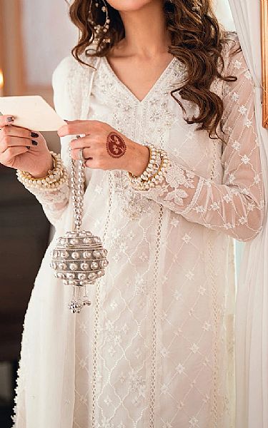 Azure White Chiffon Suit | Pakistani Embroidered Chiffon Dresses USA- Image 3