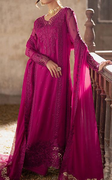 Azure Magenta Chiffon Suit | Pakistani Embroidered Chiffon Dresses USA- Image 1
