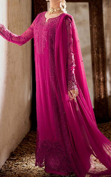 Azure Magenta Chiffon Suit | Pakistani Embroidered Chiffon Dresses USA- Image 2