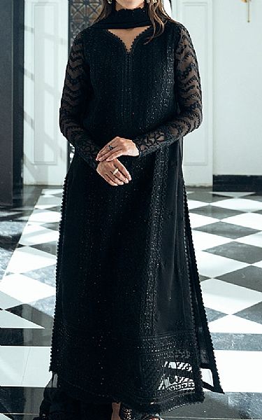 Azure Black Chiffon Suit | Pakistani Embroidered Chiffon Dresses USA- Image 1