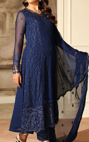 Azure Blue Chiffon Suit | Pakistani Embroidered Chiffon Dresses USA- Image 2