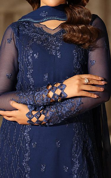 Azure Blue Chiffon Suit | Pakistani Embroidered Chiffon Dresses USA- Image 3