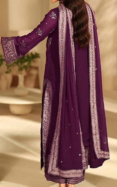 Azure Eggplant Chiffon Suit | Pakistani Embroidered Chiffon Dresses USA- Image 2