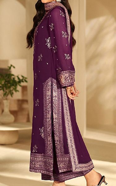 Azure Eggplant Chiffon Suit | Pakistani Embroidered Chiffon Dresses USA- Image 3