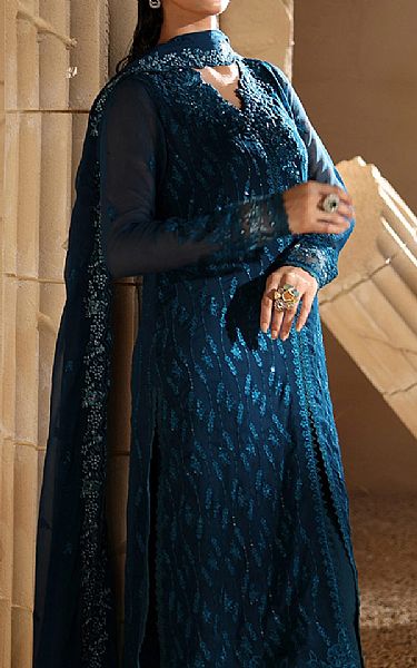Azure Teal Blue Chiffon Suit | Pakistani Embroidered Chiffon Dresses USA- Image 3