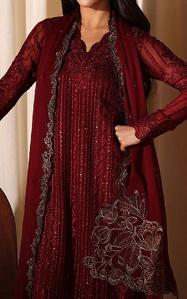 Azure Maroon Chiffon Suit | Pakistani Embroidered Chiffon Dresses USA- Image 3