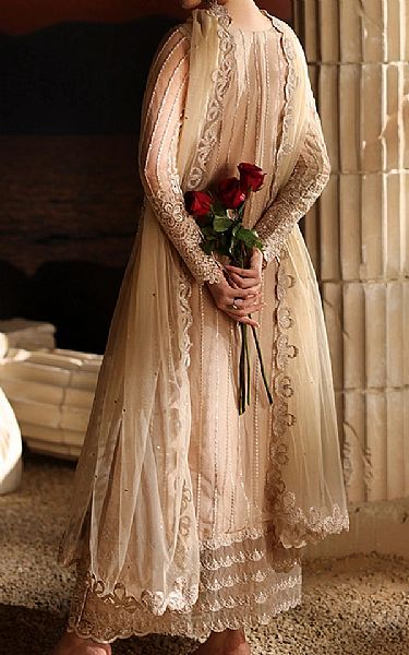 Azure Beige Net Suit | Pakistani Embroidered Chiffon Dresses USA- Image 2