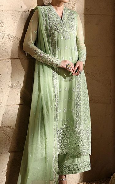 Azure Light Green Chiffon Suit | Pakistani Embroidered Chiffon Dresses USA- Image 1