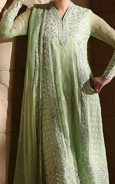 Azure Light Green Chiffon Suit | Pakistani Embroidered Chiffon Dresses USA- Image 3