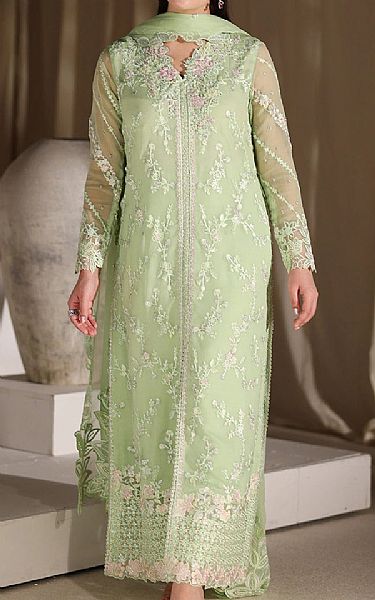 Azure Light Green Chiffon Suit | Pakistani Embroidered Chiffon Dresses USA- Image 1