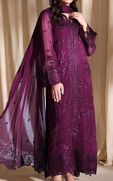 Azure Dark Raspberry Chiffon Suit | Pakistani Embroidered Chiffon Dresses USA- Image 3