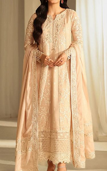 Azure Light Peach Net Suit | Pakistani Embroidered Chiffon Dresses USA- Image 1
