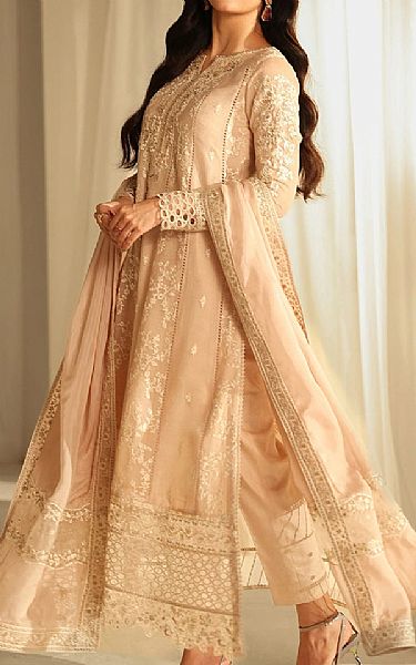 Azure Light Peach Net Suit | Pakistani Embroidered Chiffon Dresses USA- Image 2