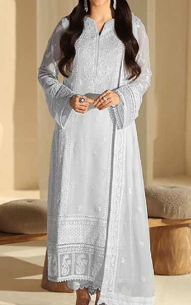 Azure Light Grey Chiffon Suit | Pakistani Embroidered Chiffon Dresses USA- Image 1