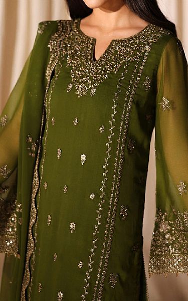 Azure Olive Green Chiffon Suit | Pakistani Embroidered Chiffon Dresses USA- Image 3