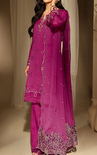 Azure Fuchsia Chiffon Suit | Pakistani Embroidered Chiffon Dresses USA- Image 2