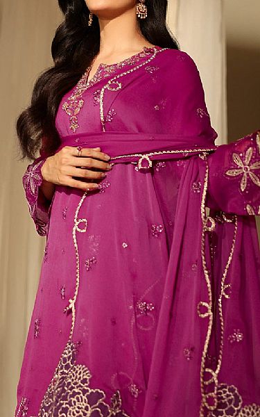 Azure Fuchsia Chiffon Suit | Pakistani Embroidered Chiffon Dresses USA- Image 3