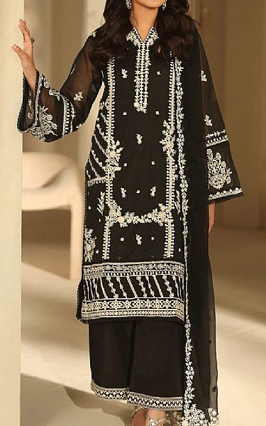 Azure Black Net Suit | Pakistani Embroidered Chiffon Dresses USA- Image 1