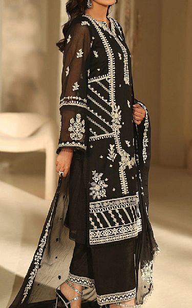 Azure Black Net Suit | Pakistani Embroidered Chiffon Dresses USA- Image 2