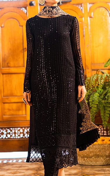 Azure Black Chiffon Suit | Pakistani Embroidered Chiffon Dresses USA- Image 1