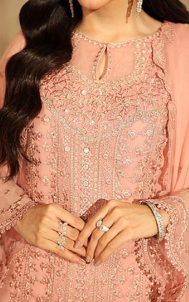 Azure Light Salmon Chiffon Suit | Pakistani Embroidered Chiffon Dresses USA- Image 3