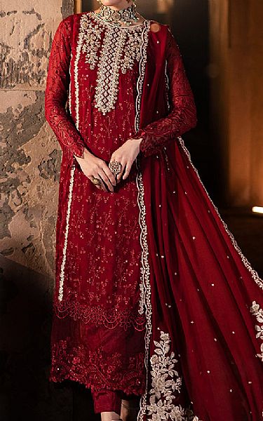 Azure Maroon Chiffon Suit | Pakistani Embroidered Chiffon Dresses USA- Image 1