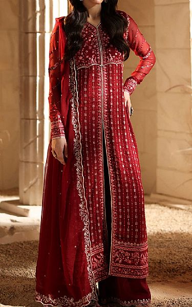 Azure Maroon Chiffon Suit | Pakistani Embroidered Chiffon Dresses USA- Image 1