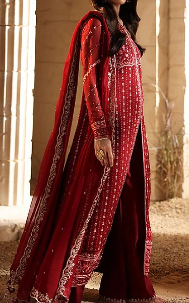 Azure Maroon Chiffon Suit | Pakistani Embroidered Chiffon Dresses USA- Image 3