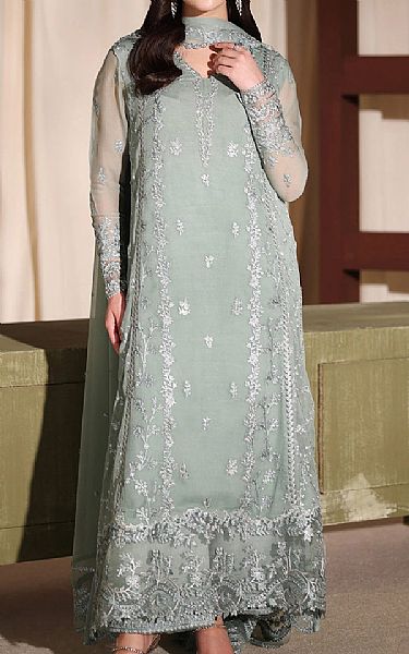 Azure Ash Grey Chiffon Suit | Pakistani Embroidered Chiffon Dresses USA- Image 1