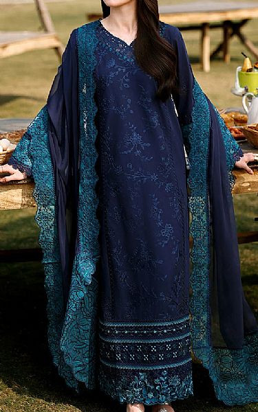 Azure Navy Blue Lawn Suit | Pakistani Lawn Dress in USA- Image 1
