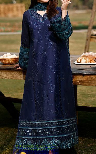 Azure Navy Blue Lawn Suit | Pakistani Lawn Dress in USA- Image 2
